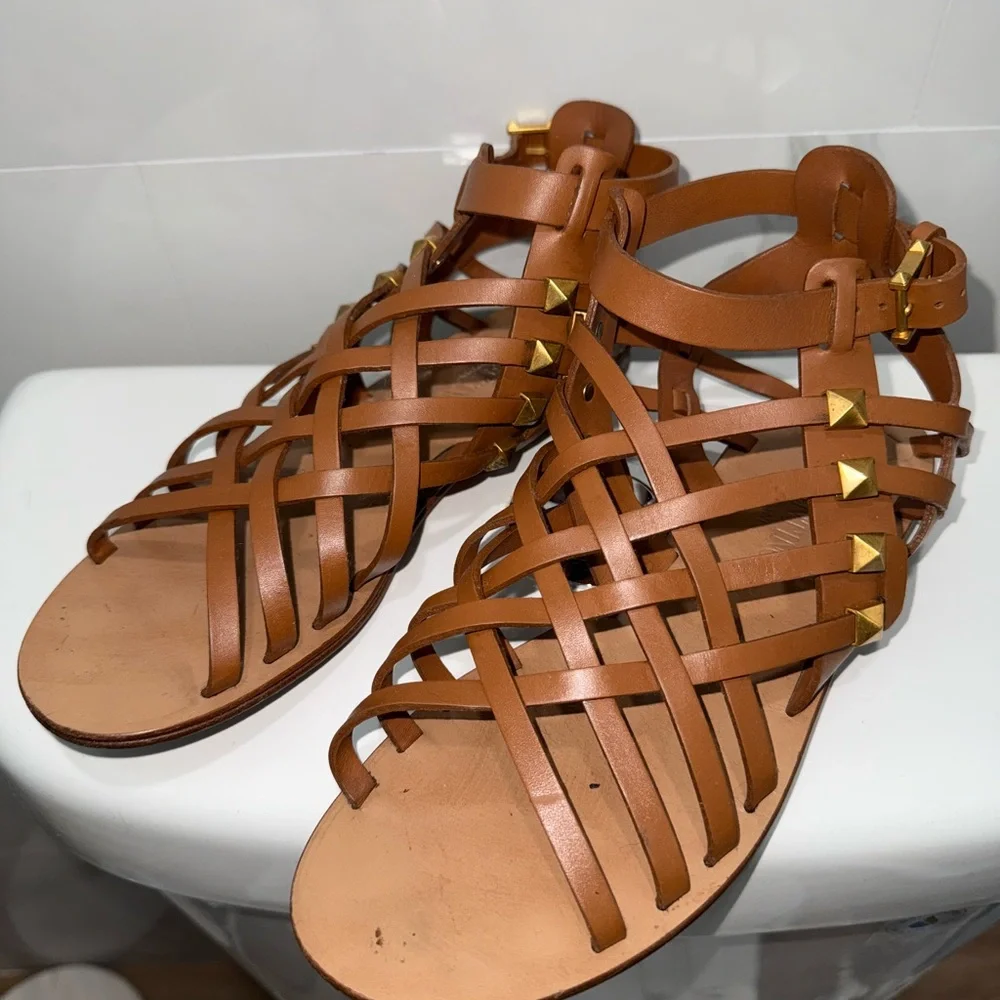 Valentino rockstud gladiator sandals brown lady crush 37/ 7 Shoes - Picture 4 of 7